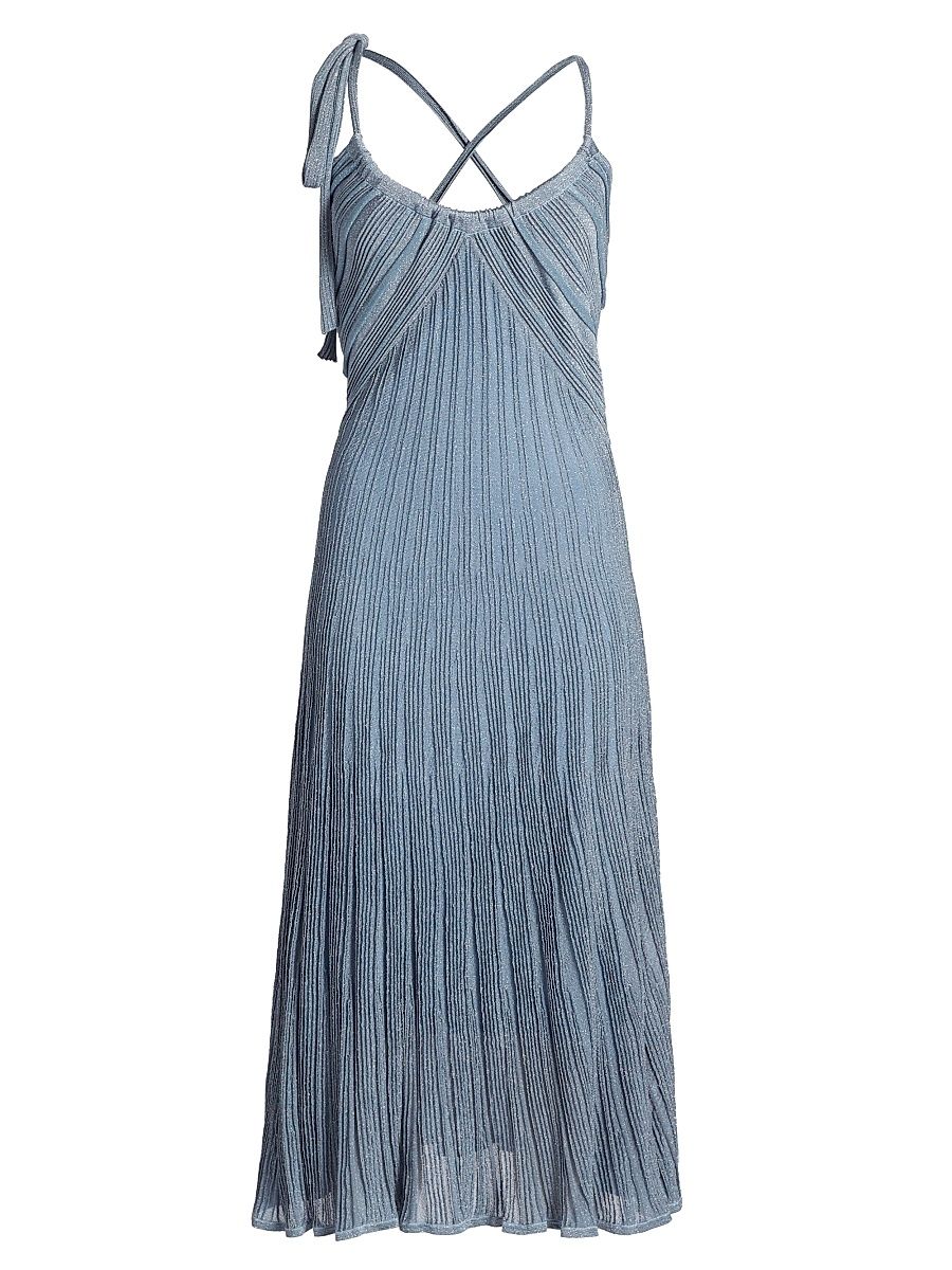 Women's Cascadian Ribbed Metallic Midi-Dress - Metallic Blue - Size 10