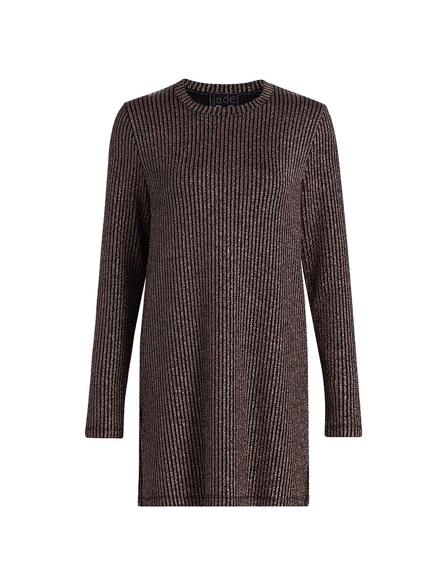 Women's Jenna Metallic Rib-Knit Tunic - Bronze Metallic - Size XL