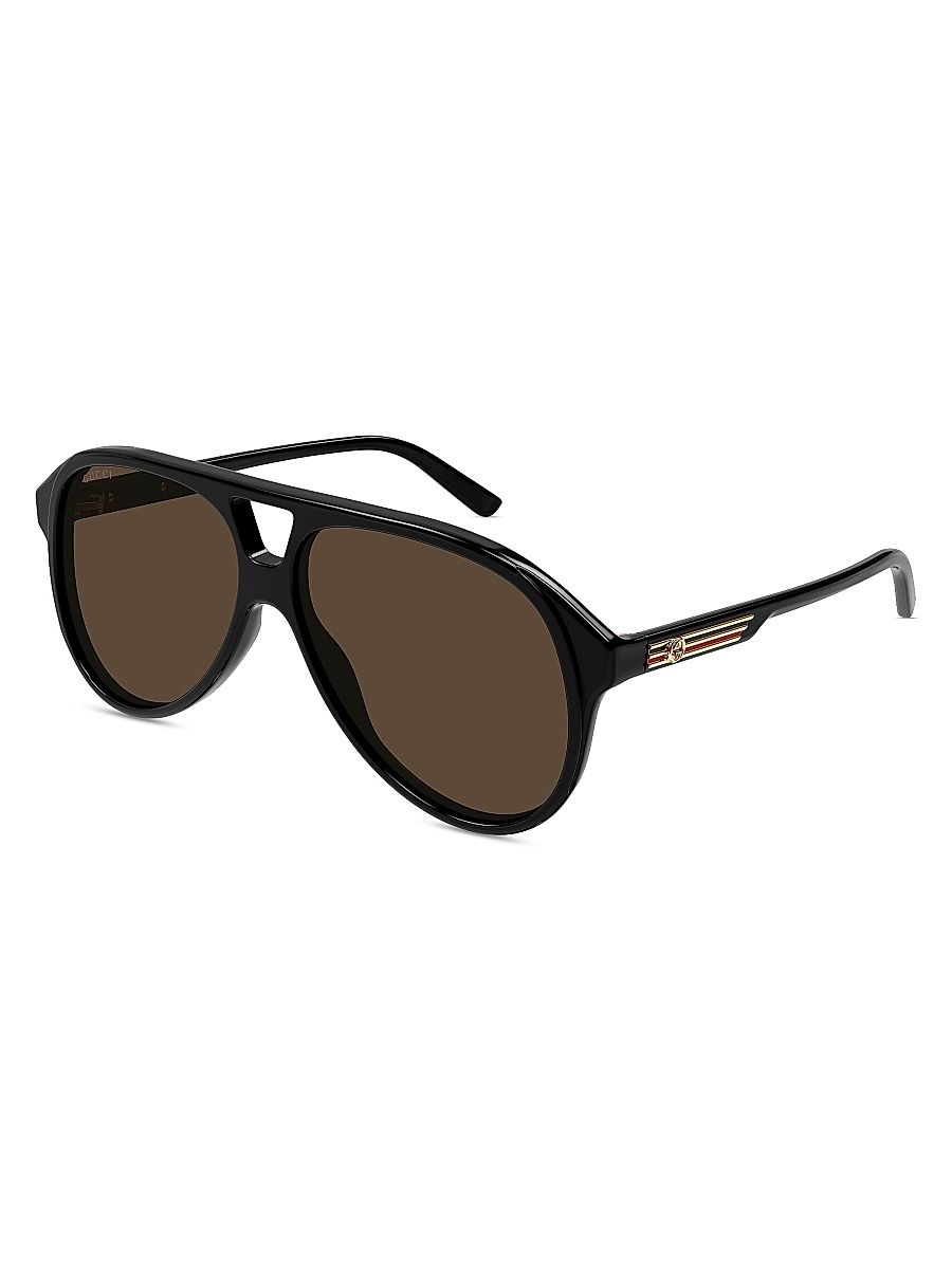 Men's Archive Details 59MM Acetate Web Pilot Sunglasses - Black