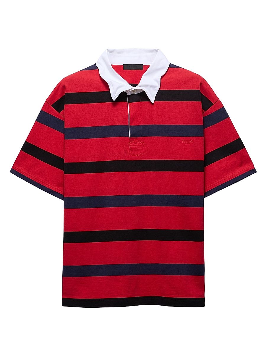 Men's Short-Sleeved Cotton Polo Shirt - Red - Size Medium