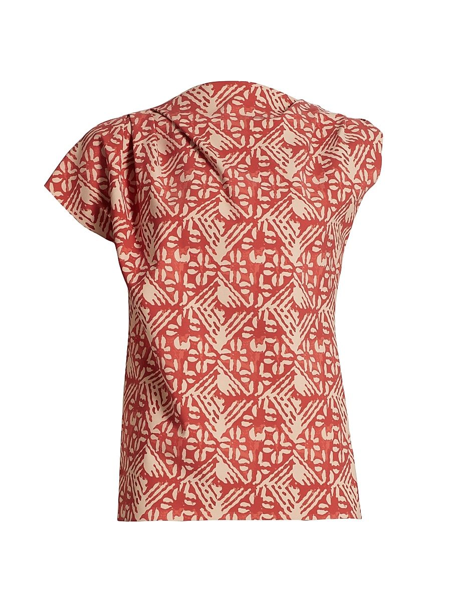 Women's Teruo Asymmetric Geometric Jersey Blouse - India - Size 6