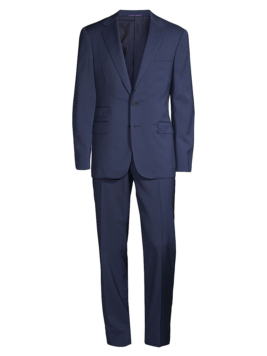 Men's Gregory Single-Breasted Two-Button Wool Suit - Blue - Size 46
