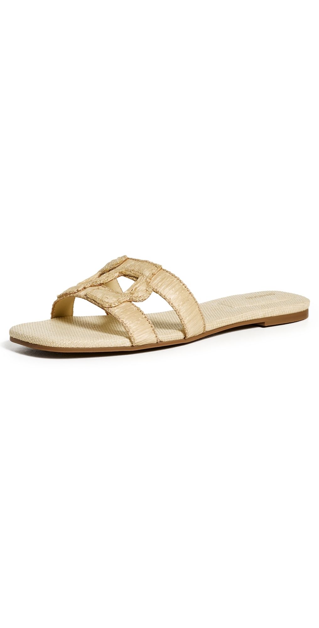 SIMKHAI Simkhai Monogram Raffia Flat Slides Natural 36