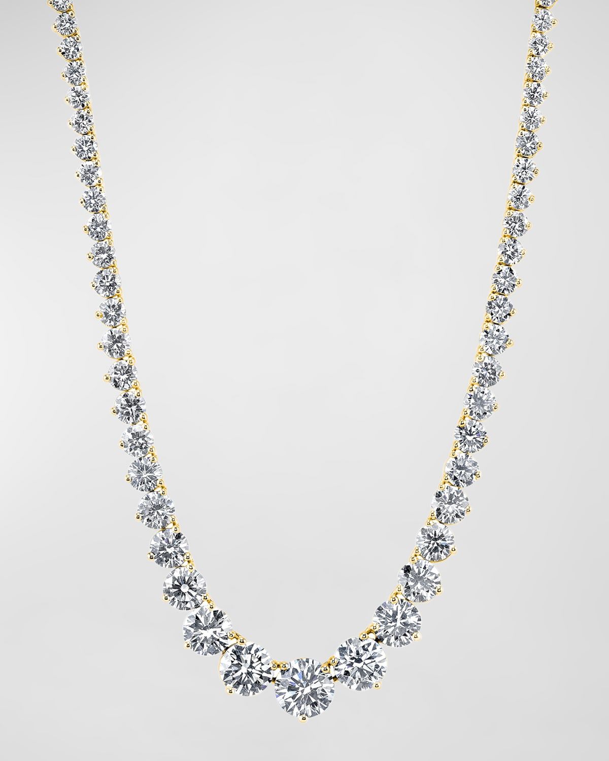 18K Gold 3-Prong Riviera 16" Diamond Necklace in 18K Gold
