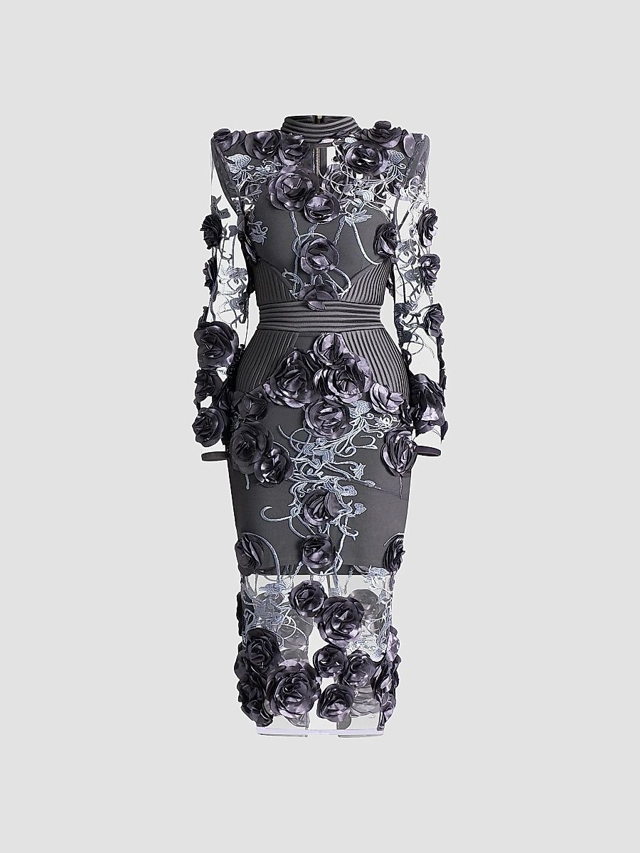 Zhivago Women's Battle Lines Floral-Embellished Vendetta Dress - Grey - Size 2