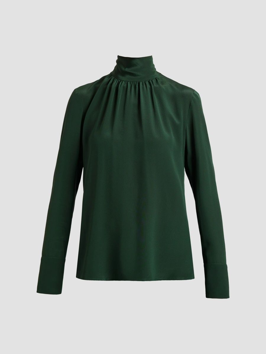Santorelli Women's Phoenix Silk Blouse - Evergreen - Size 4
