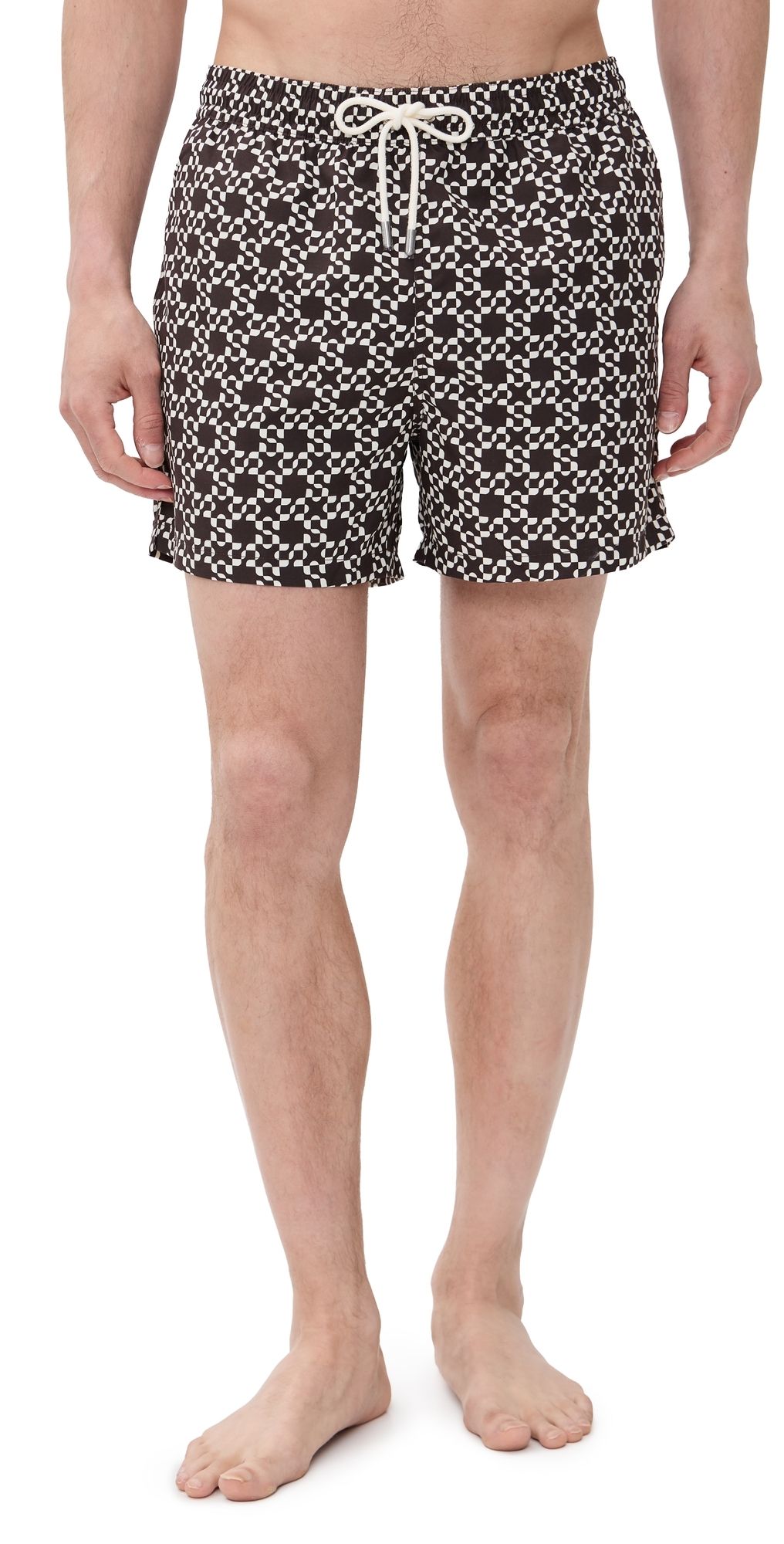 SIMKHAI Malachi Swim Shorts 14.5 Chocolate Ivory L