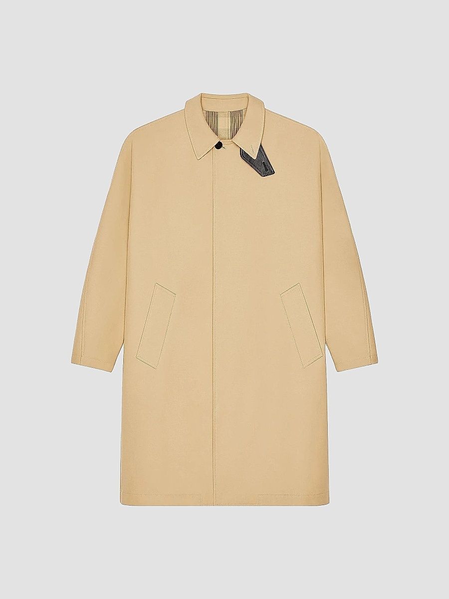 Givenchy Men's Car Coat in Cotton with Checked Reverse - Beige - Size 44