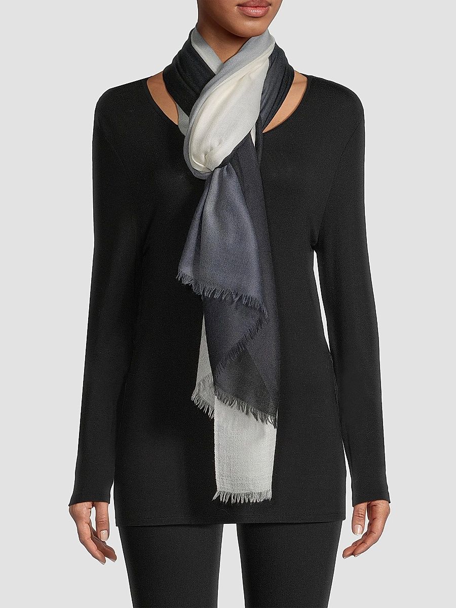 Sofia Cashmere Women's Ombré CashmereScarf - Black White