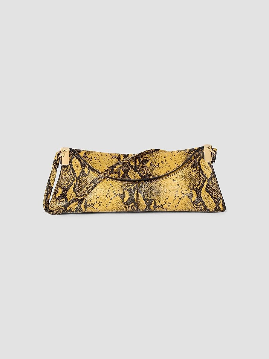Balmain Women's 64-83 Small Python-Embossed Leather Shoulder Bag - Mimosa