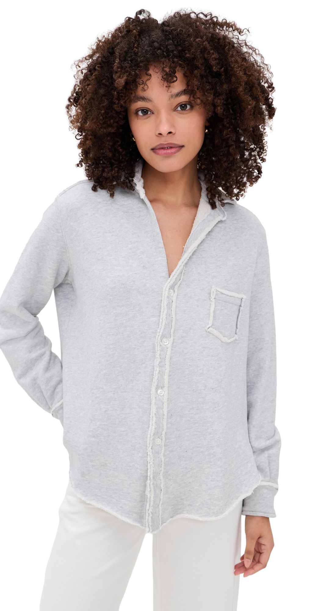Frank & Eileen Eileen Relaxed Button Down Shirt Gray Melange L