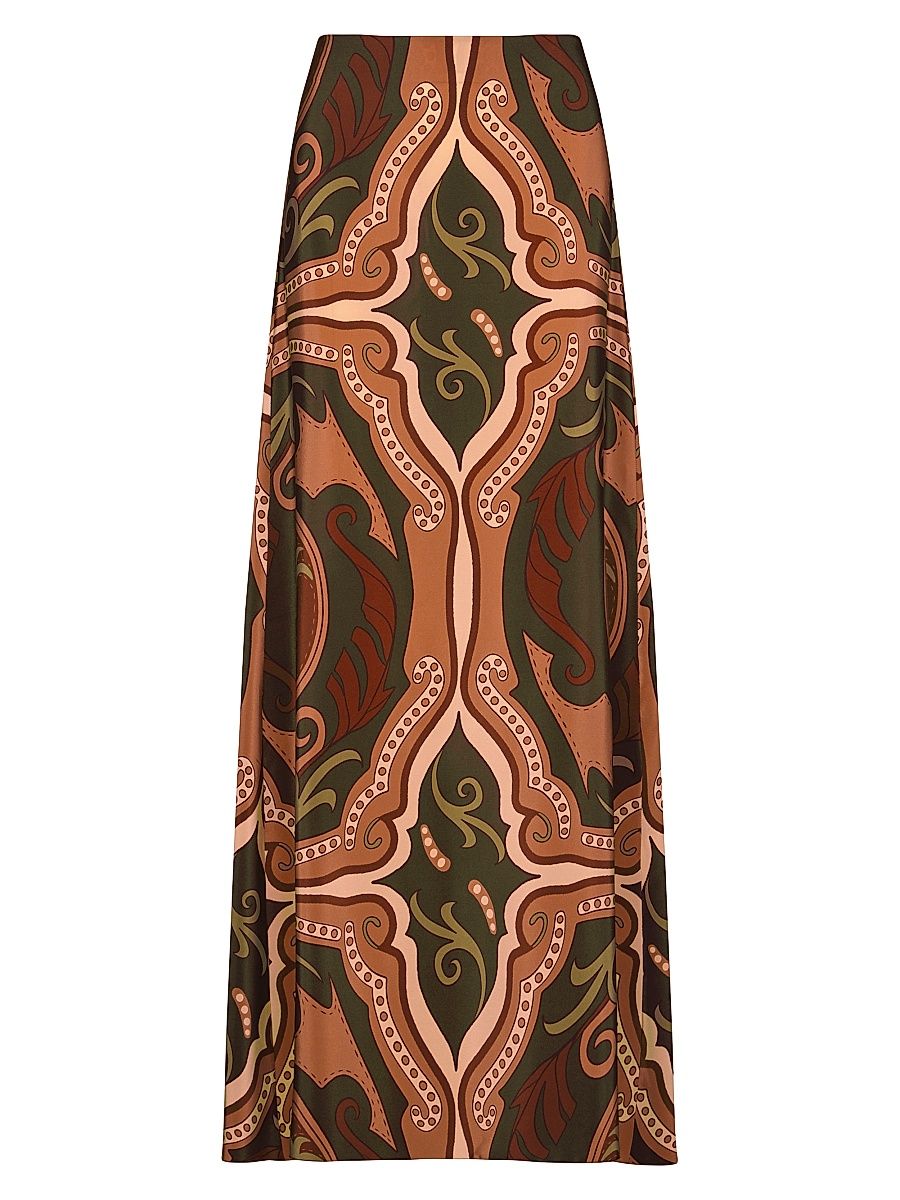 Women's Micaela Nuevos Territorios Geometric Maxi Skirt - Green Light Pink Paprika - Size 4