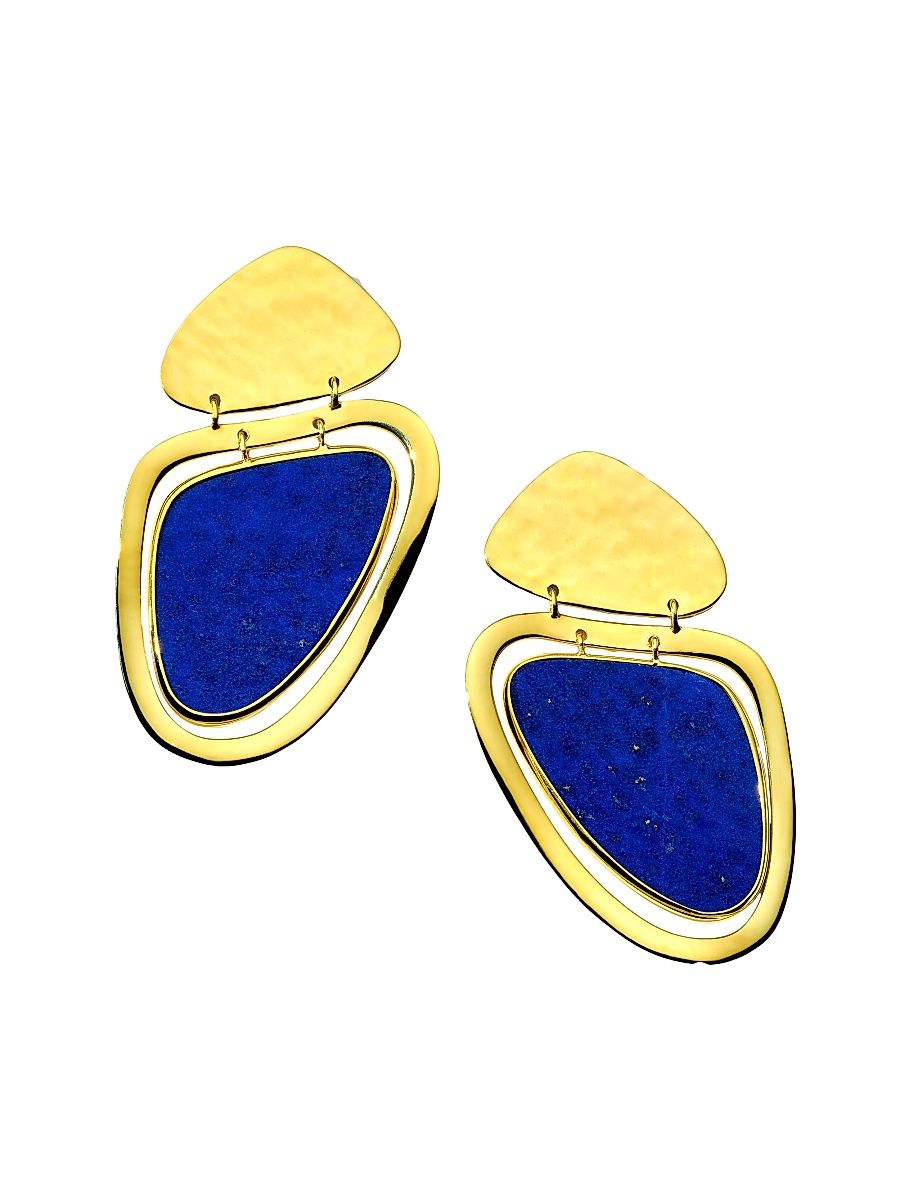 Women's Rock Candy 18K Yellow Gold & Lapis Triangular Drop Earrings - Lapis
