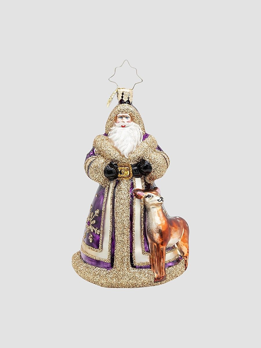 Woodland Wonder Santa Glass Ornament