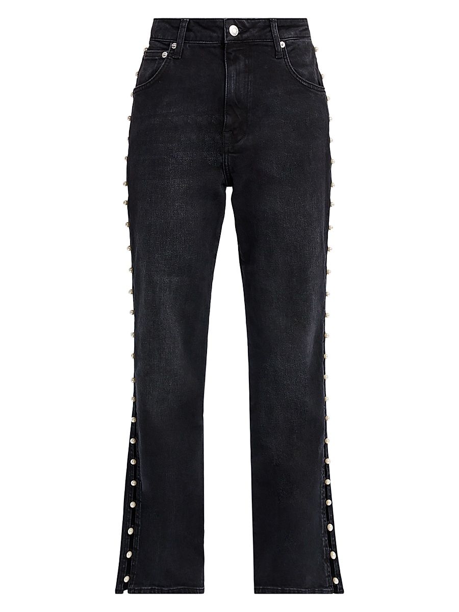 Women's Amelia Embellished High-Rise Straight-Leg Ankle Jeans - Topanga - Size 30