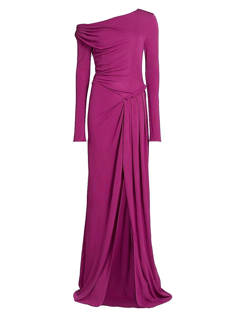 Women's Polyta Jersey One-Shoulder Gown - Fuchsia - Size 4