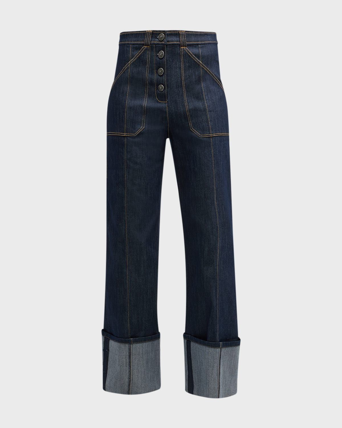 Benji Cuffed Ankle Topstitched Denim Pants