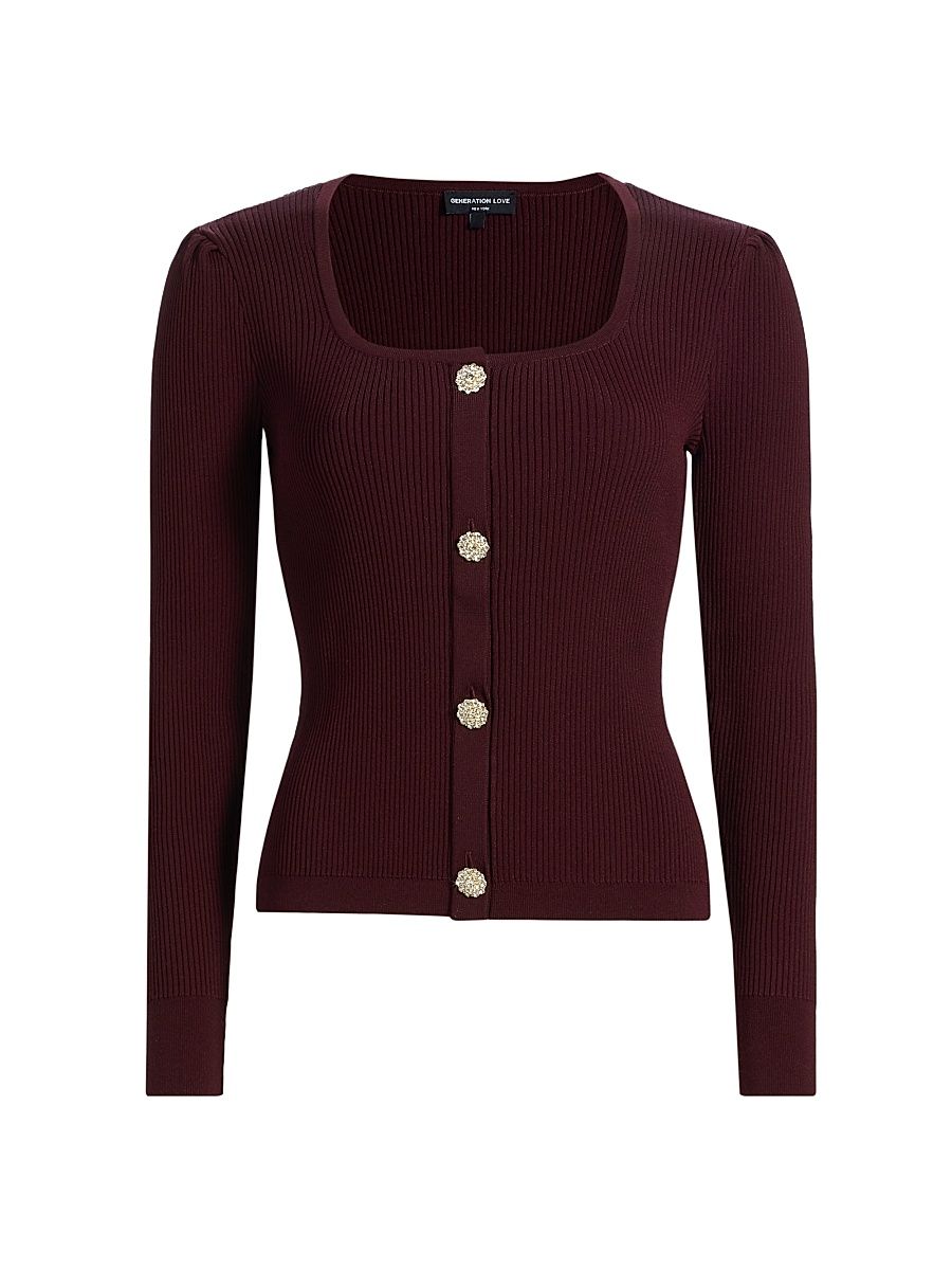 Women's Miriam Rib-Knit Cardigan - Malbec - Size XL