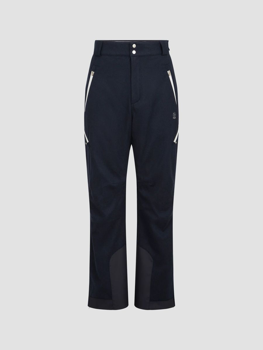 Brunello Cucinelli Men's Bonded Wool Flannel Mountain Trousers with Thermore Padding - Blue - Size XL