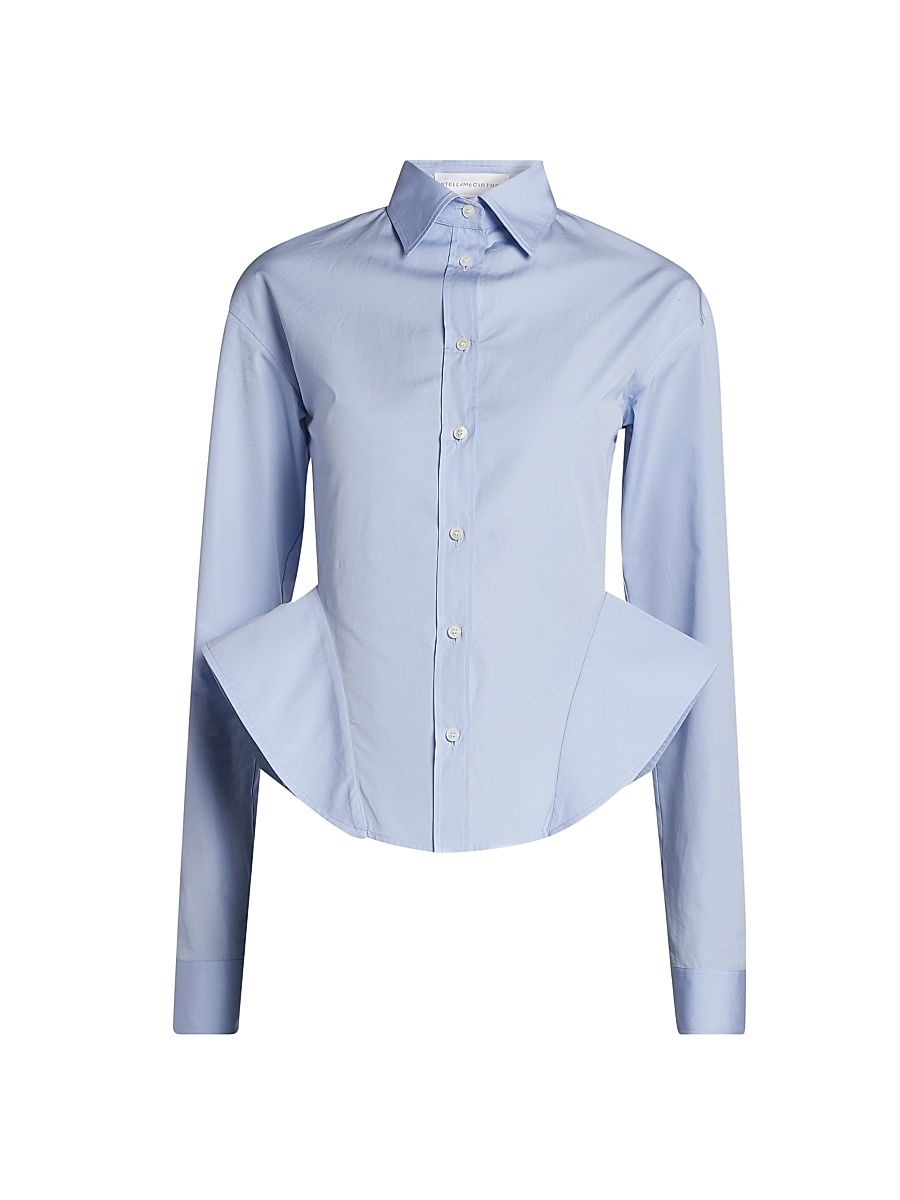 Women's Basque Cotton Poplin Shirt - Sky Blue - Size 14