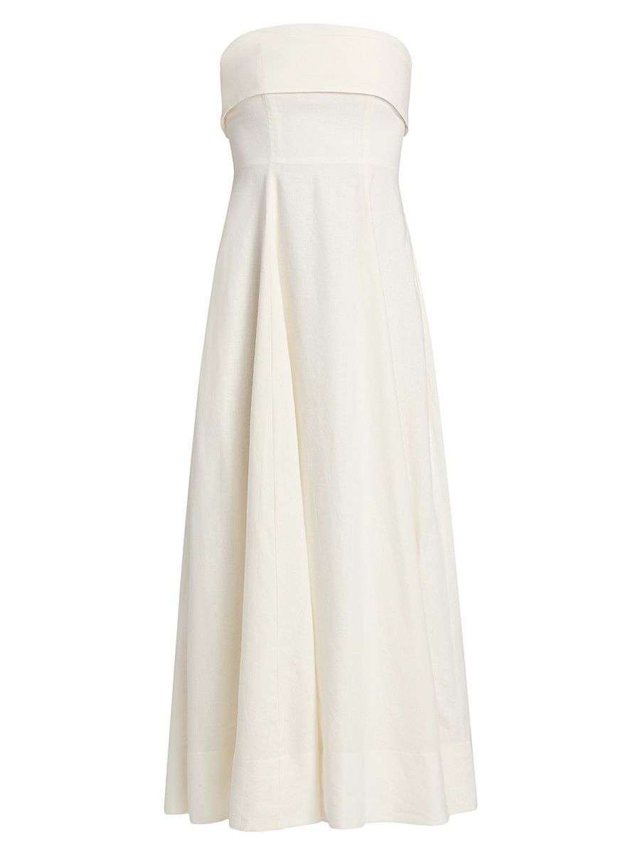 Women's Melody Linen-Blend Bandeau A-Line Maxi Dress - Ivory - Size 8