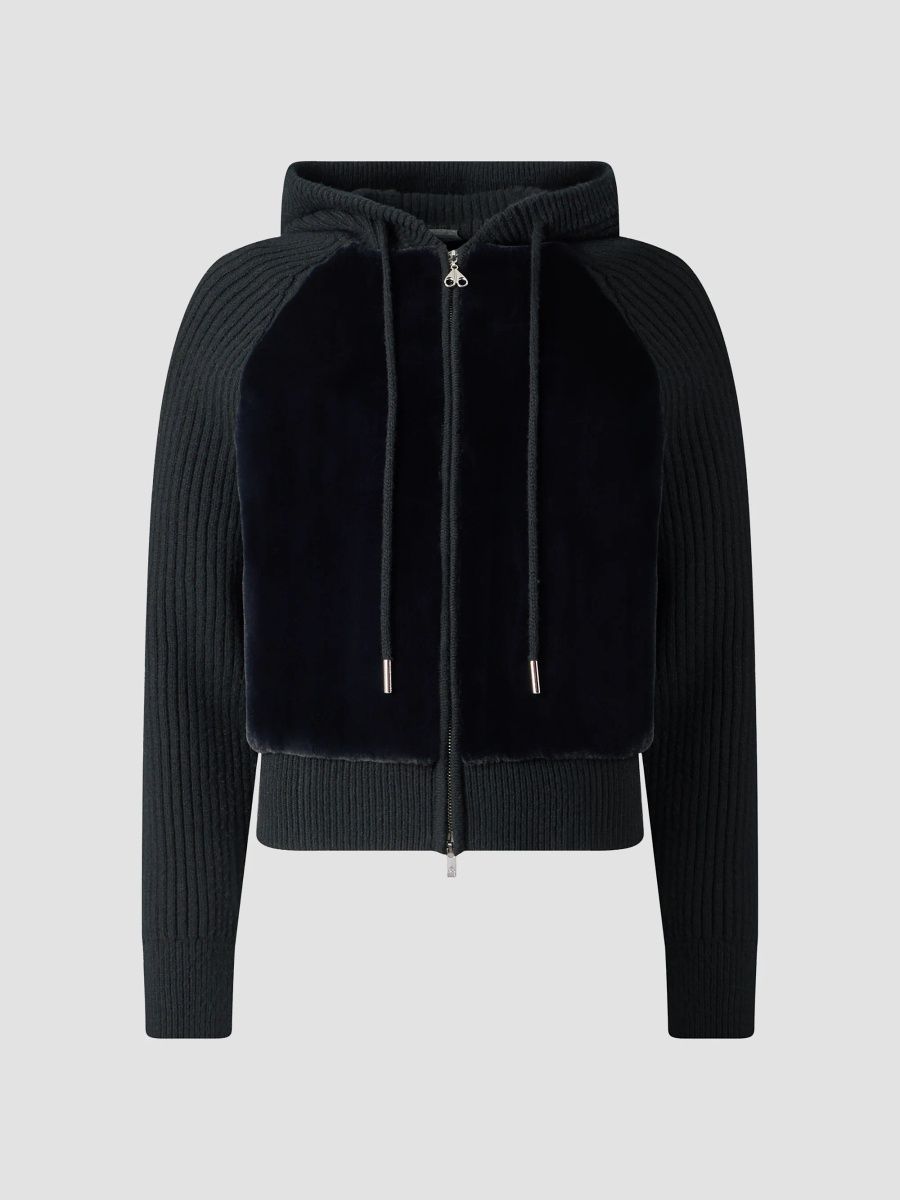 Moose Knuckles Women's Junction Wool Hooded Sweater - Black - Size XS