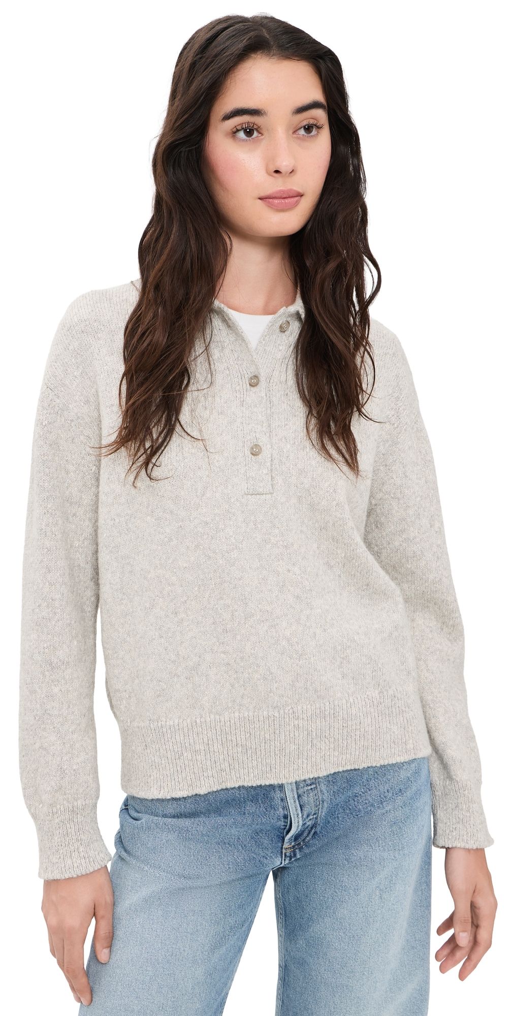 Jenni Kayne Burke Alpaca Polo Pale Gray M