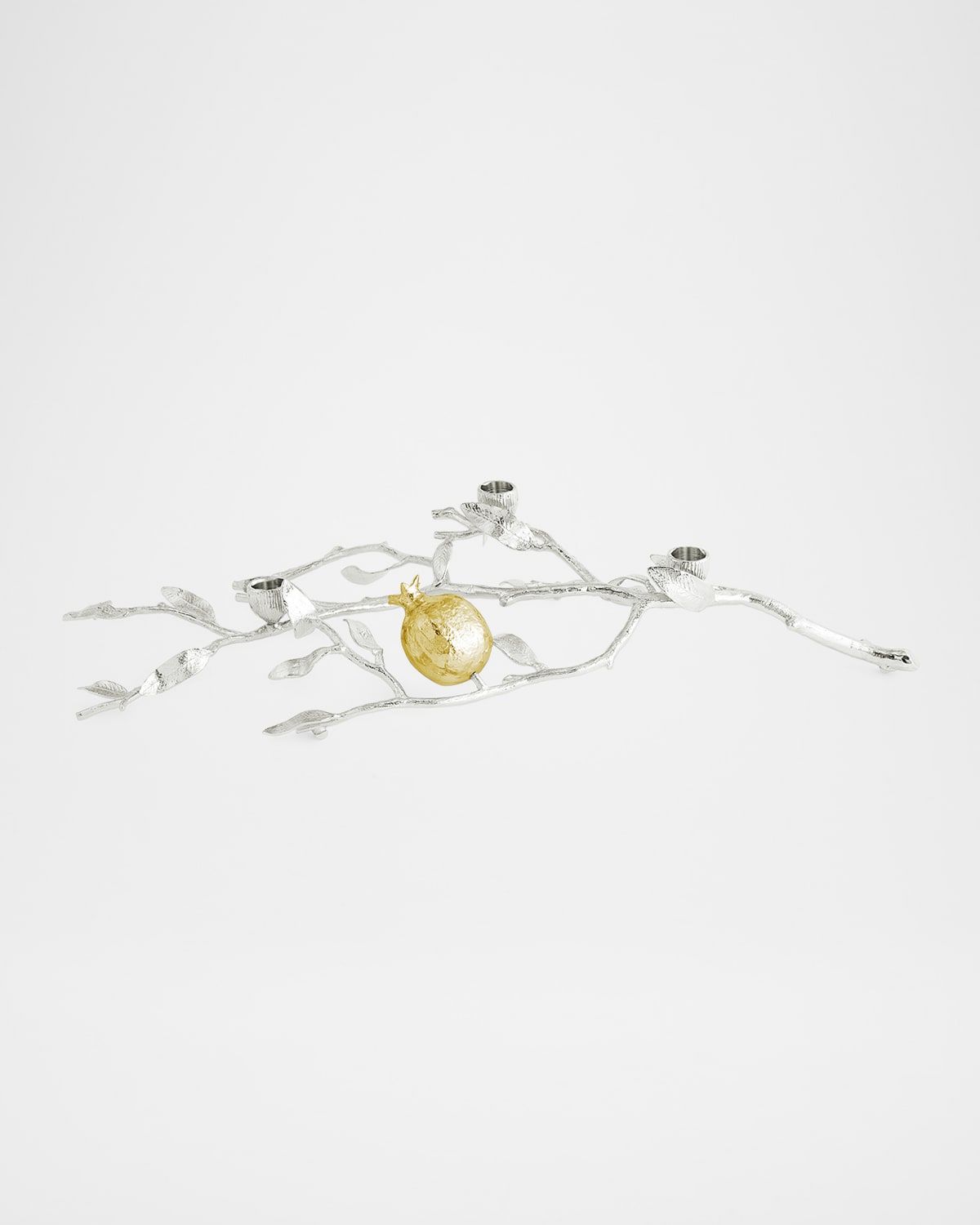 Pomegranate Silver & Gold Low Candleholders