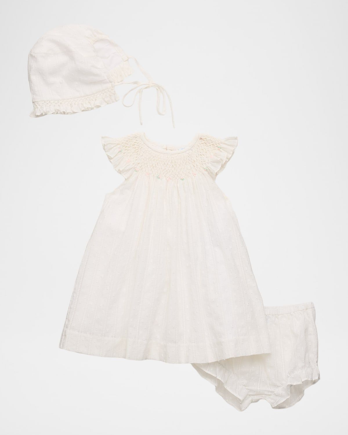 Girl & apos;s Plumeti Fantasy Dress, Bloomers & Bonnet Set, Size 3M-9M