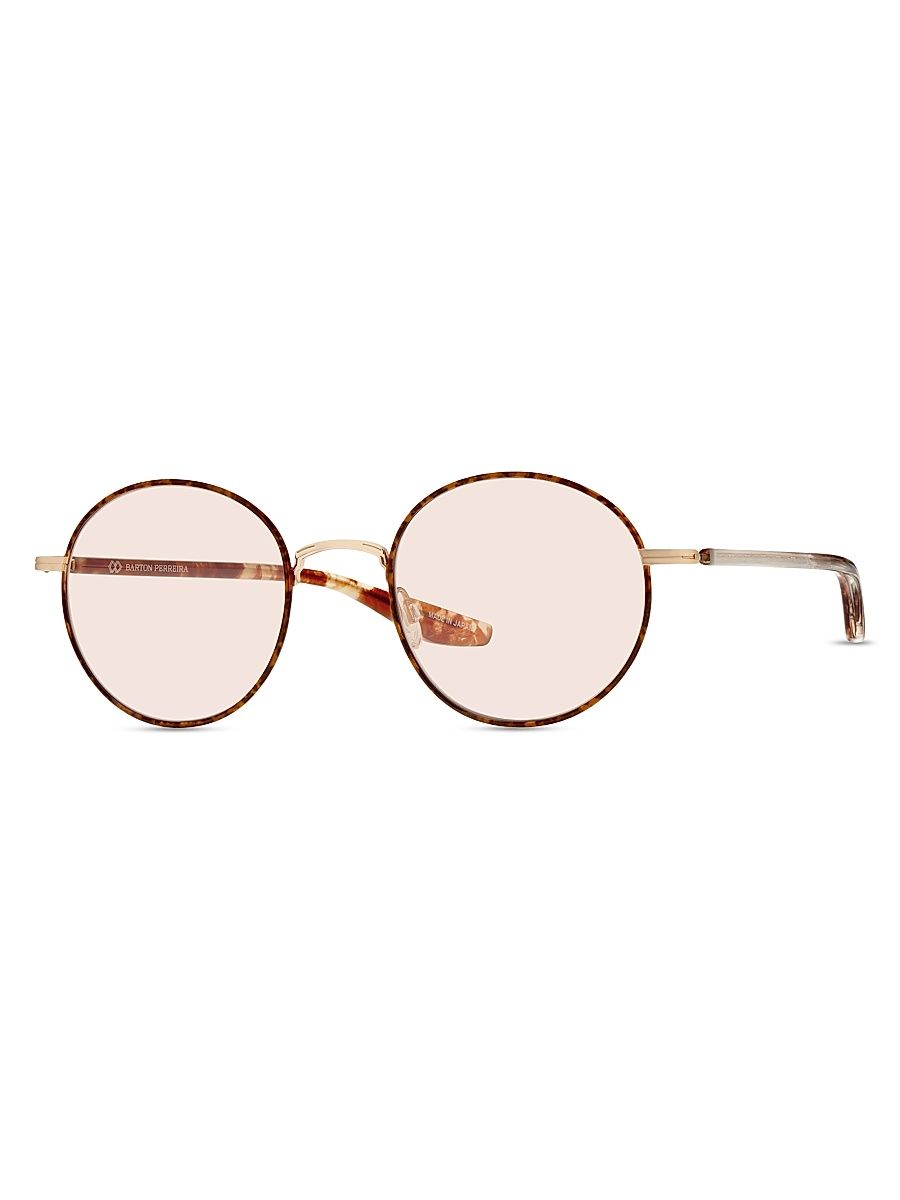 Men's Caster 50MM Round Sunglasses - Beige Rose Wood Havana