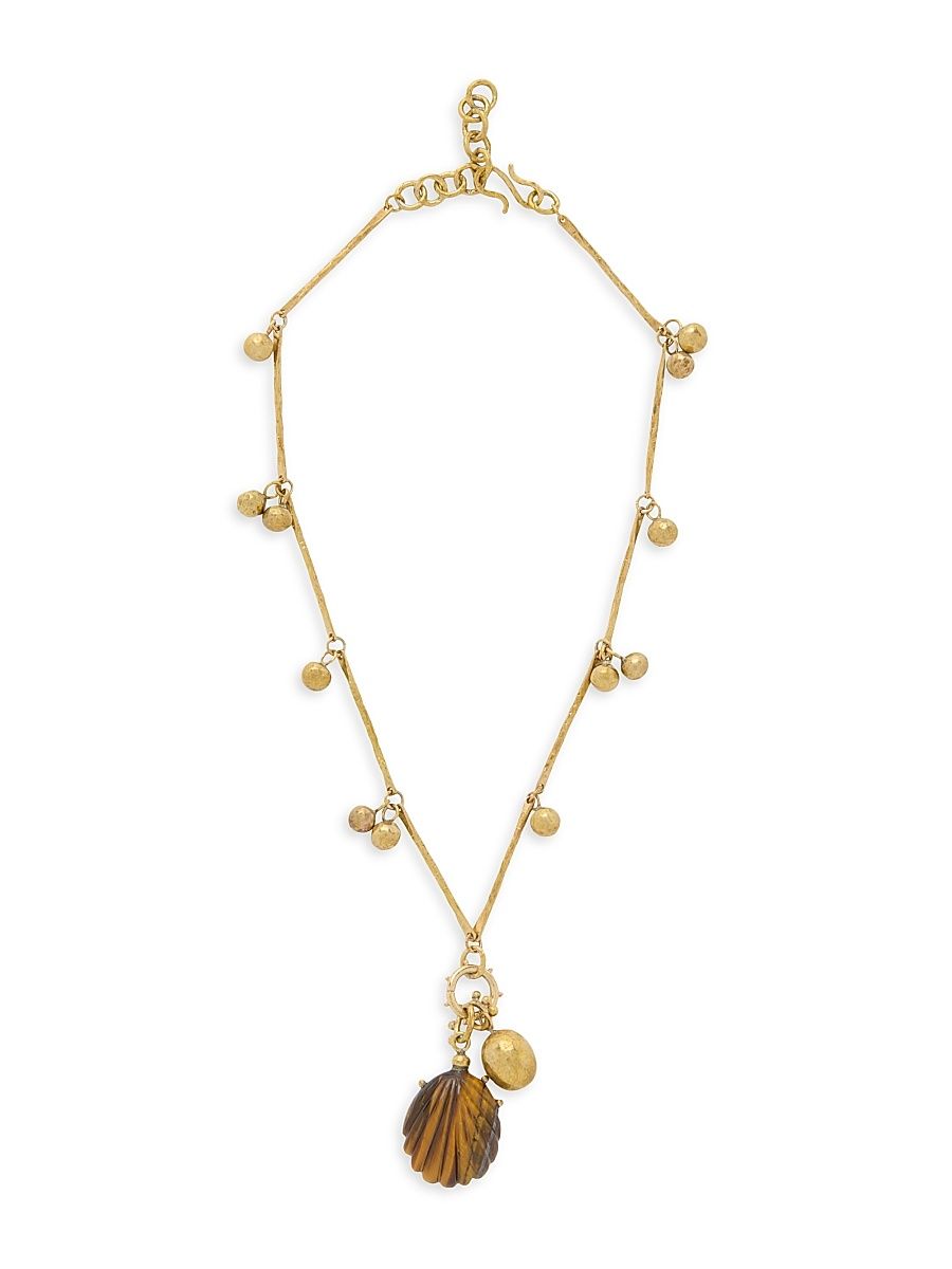 Women's Meja Goldtone & Tiger's Eye Shell Pendant Necklace - Tigers Eye