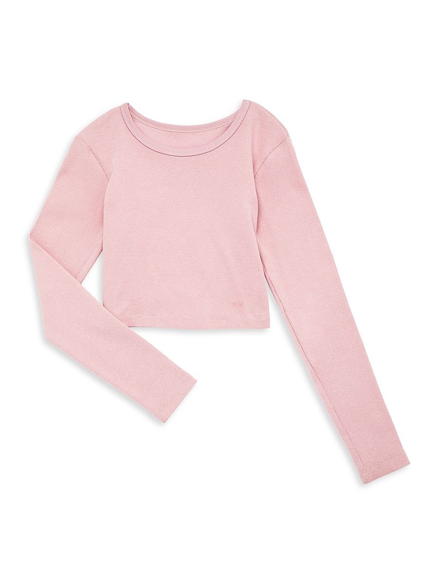 Girl's Sloane Ballet Heart Cut-Out Ribbed Top - Ballet Pink - Size 14