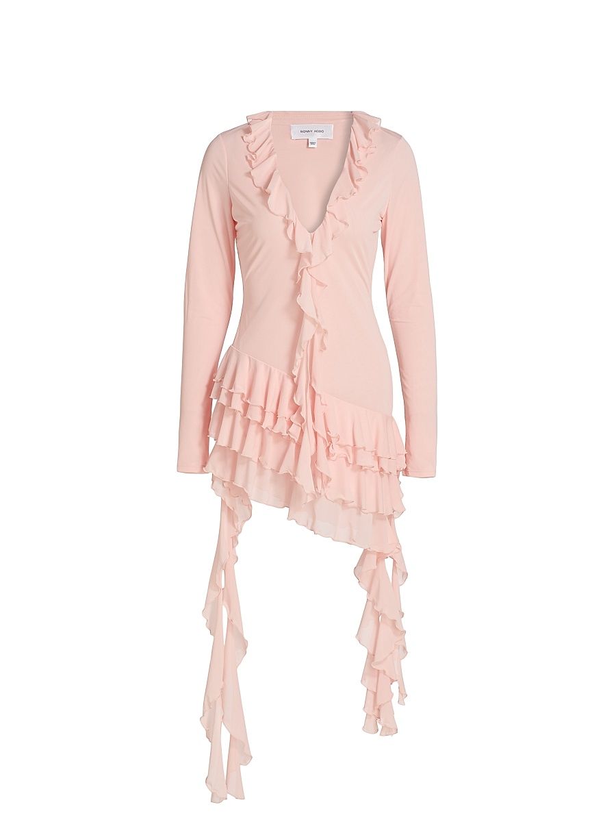 Women's Lyla Ruffled Jersey Minidress - Seashell - Size XL