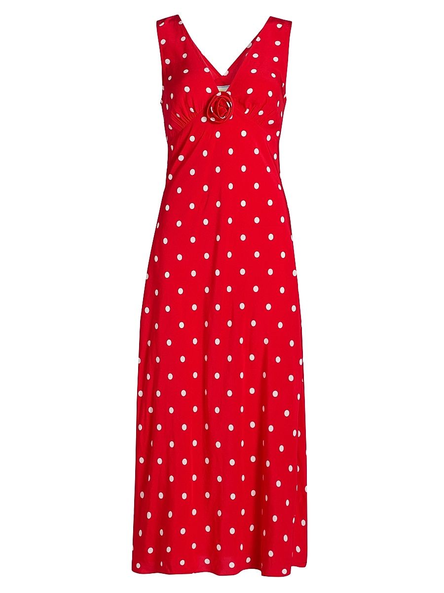Women's Terena Polka-Dot A-Line Midi-Dress - Rossa - Size XL
