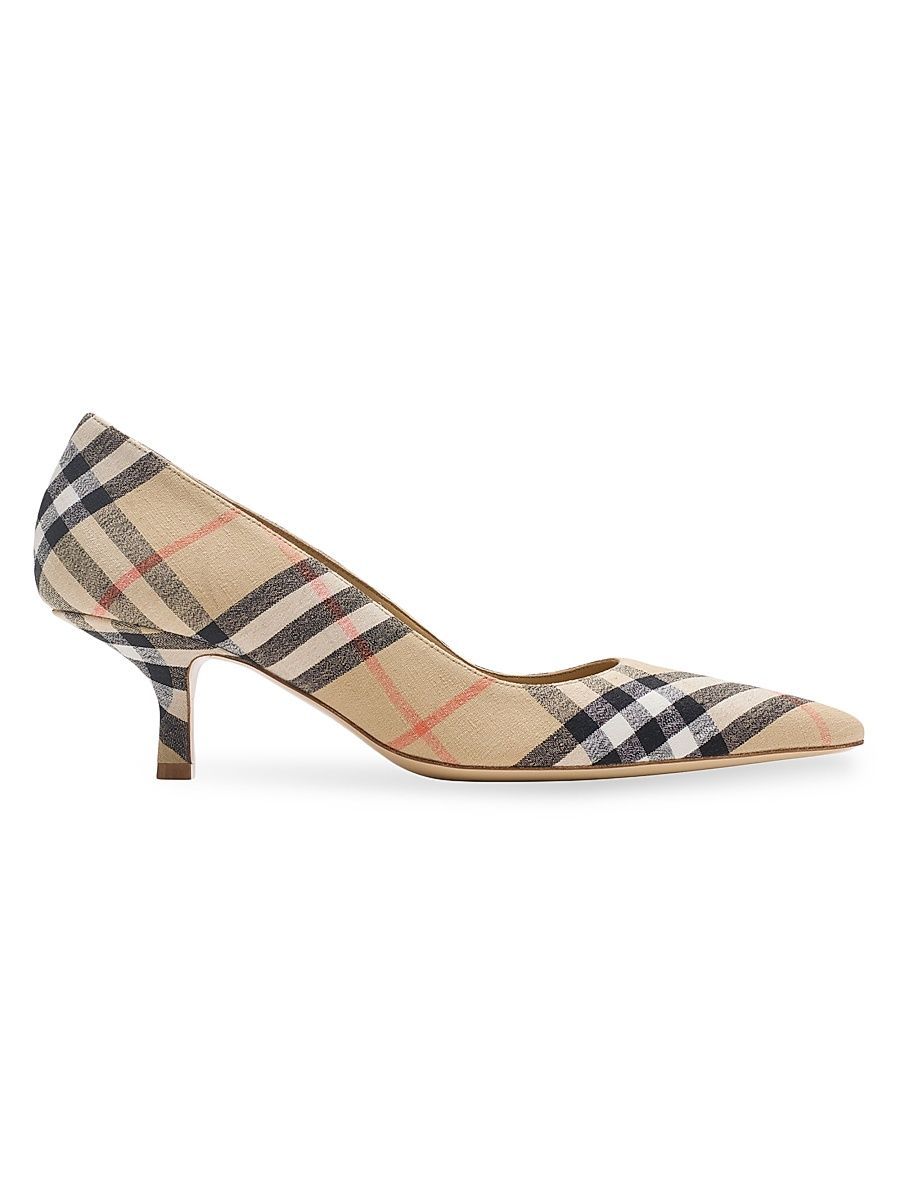 Women's Dame Check 55MM Pumps - Sand Check - Size 8.5
