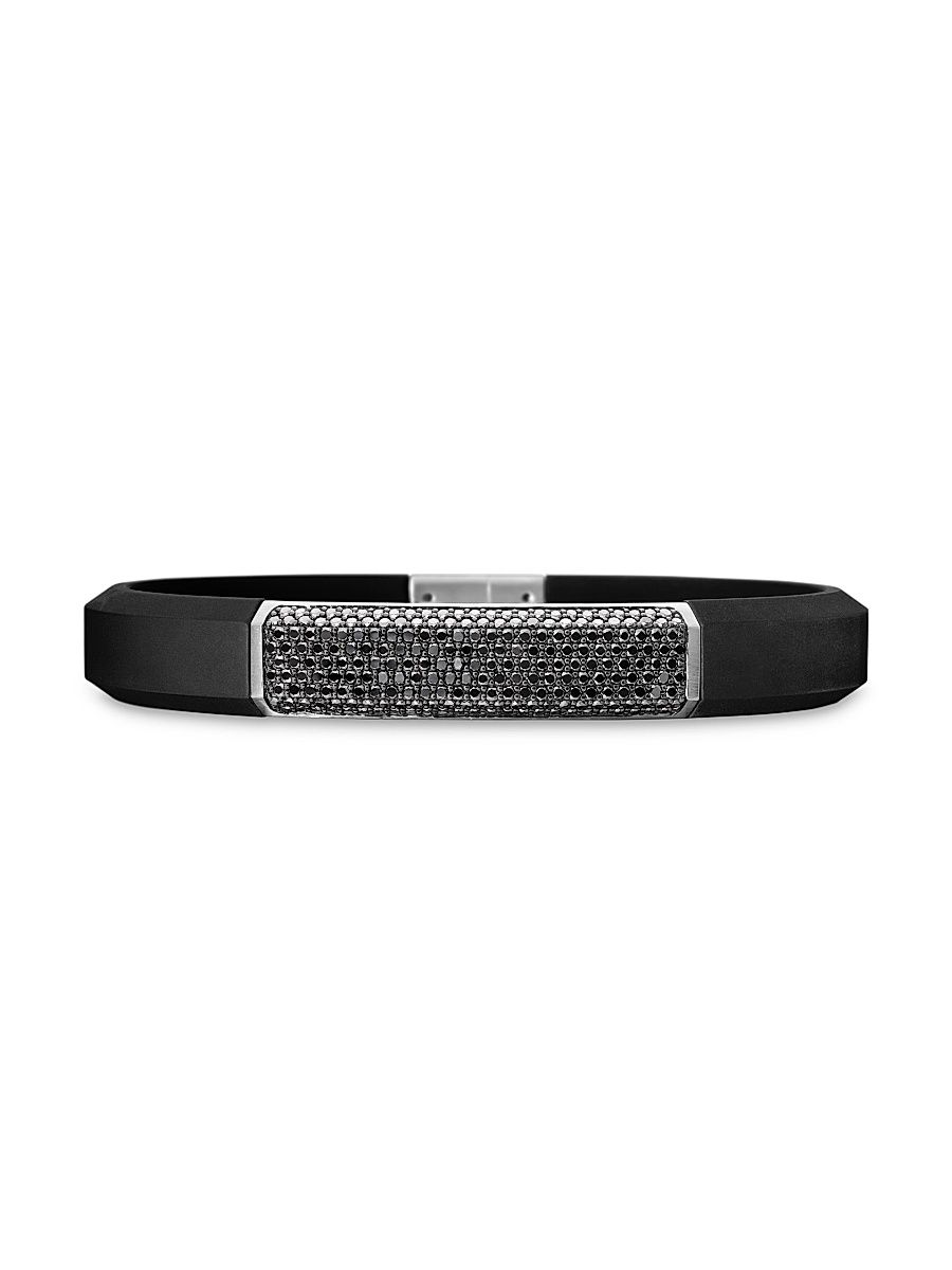 Men's Streamline ID Bracelet In Rubber - Black Diamond - Size Medium