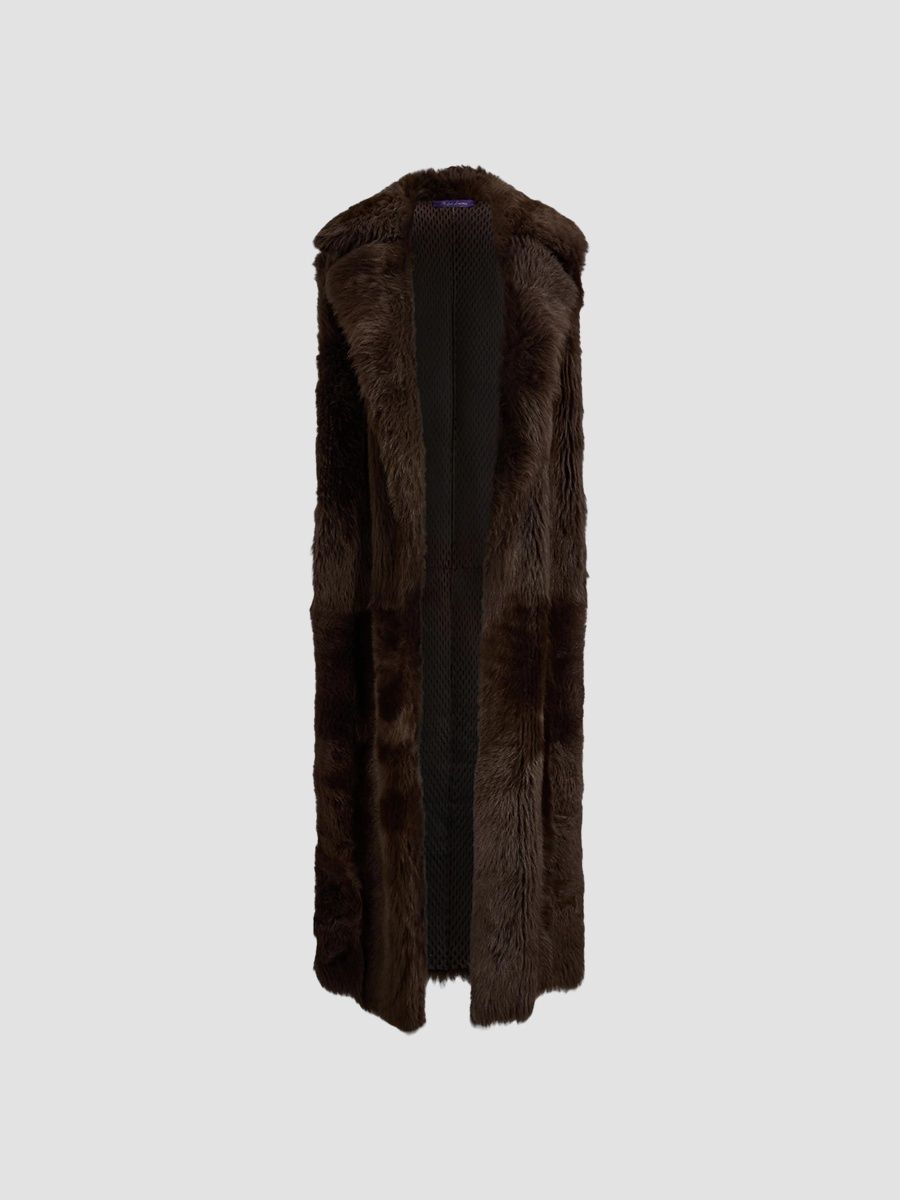 Ralph Lauren Collection Women's Carinne Lamb-Shearling Vest - Brown - Size 10