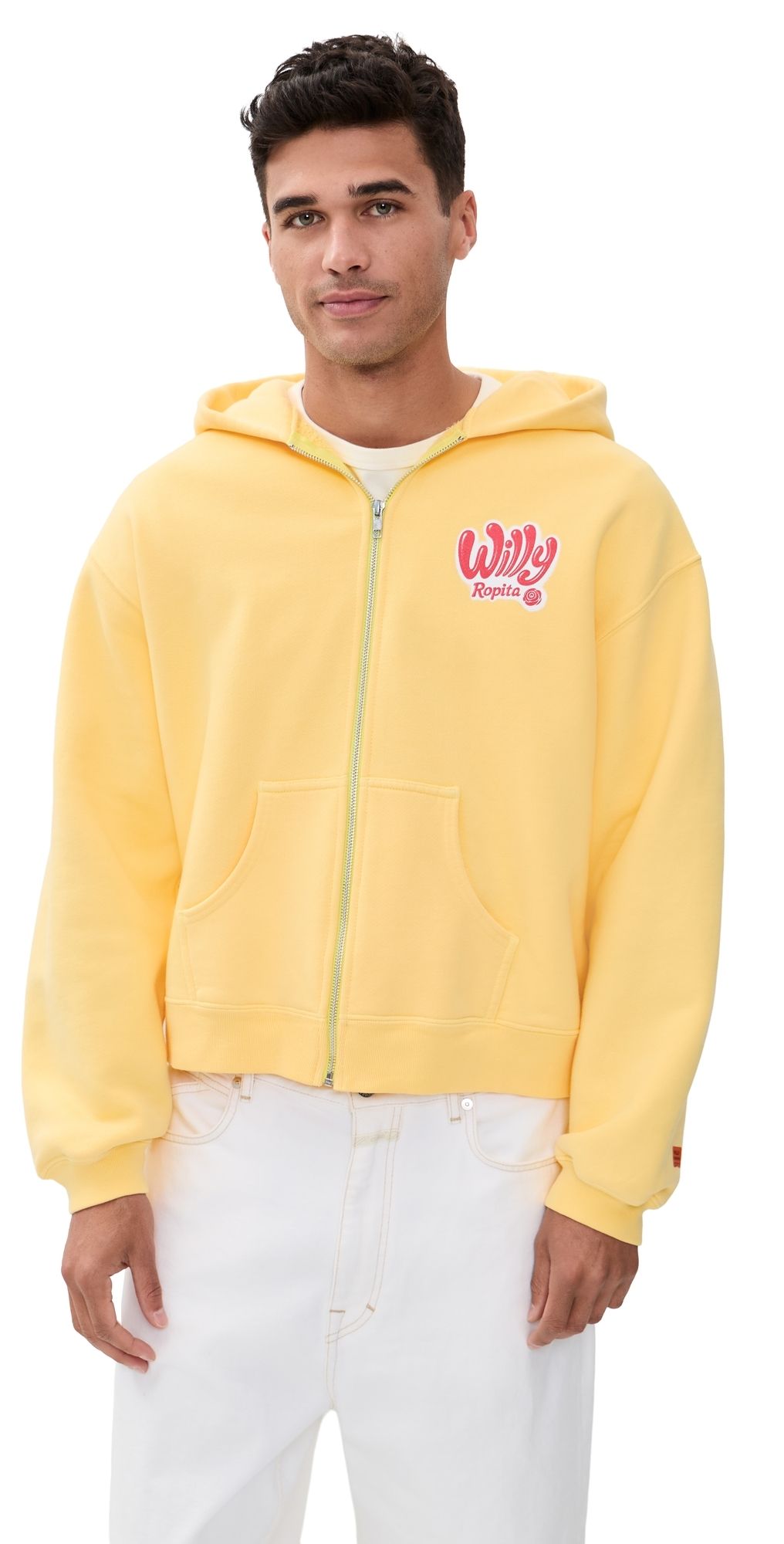 Willy Chavarria Willy Ropita Shrunken Zip Hoodie Butter L