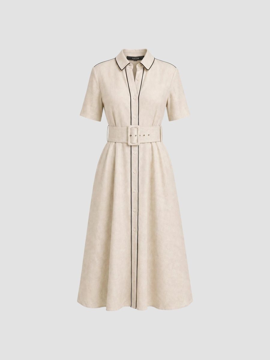 Toccin Women's Jean Linen-Blend Midi Shirtdress - Desert Jet - Size 0