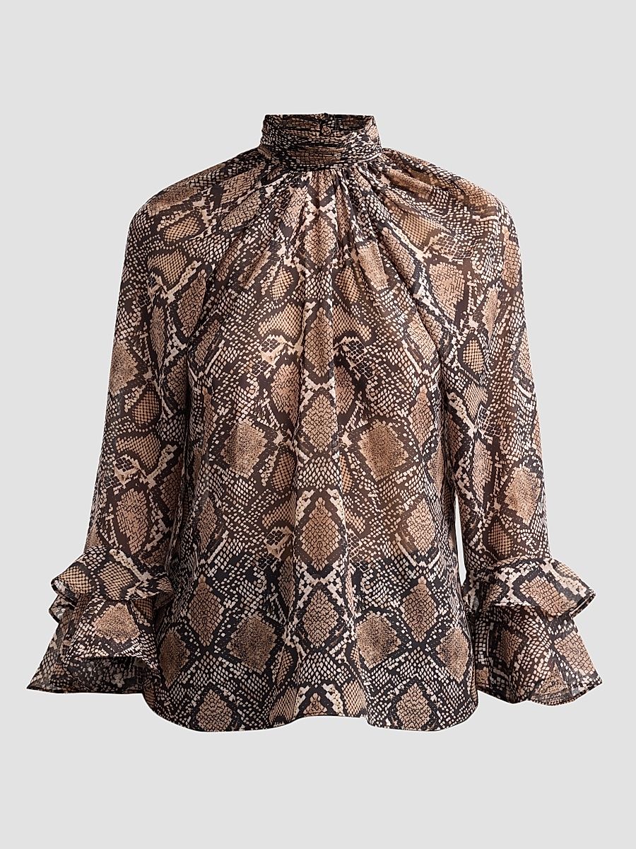 Women's Raina Printed Chiffon Blouse - Natural Multi - Size XXL