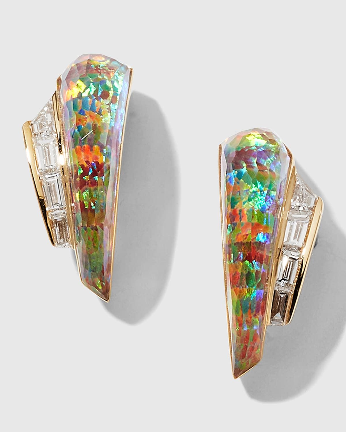 Slimline Cuff Earrings with Fire Opalescent Quartz