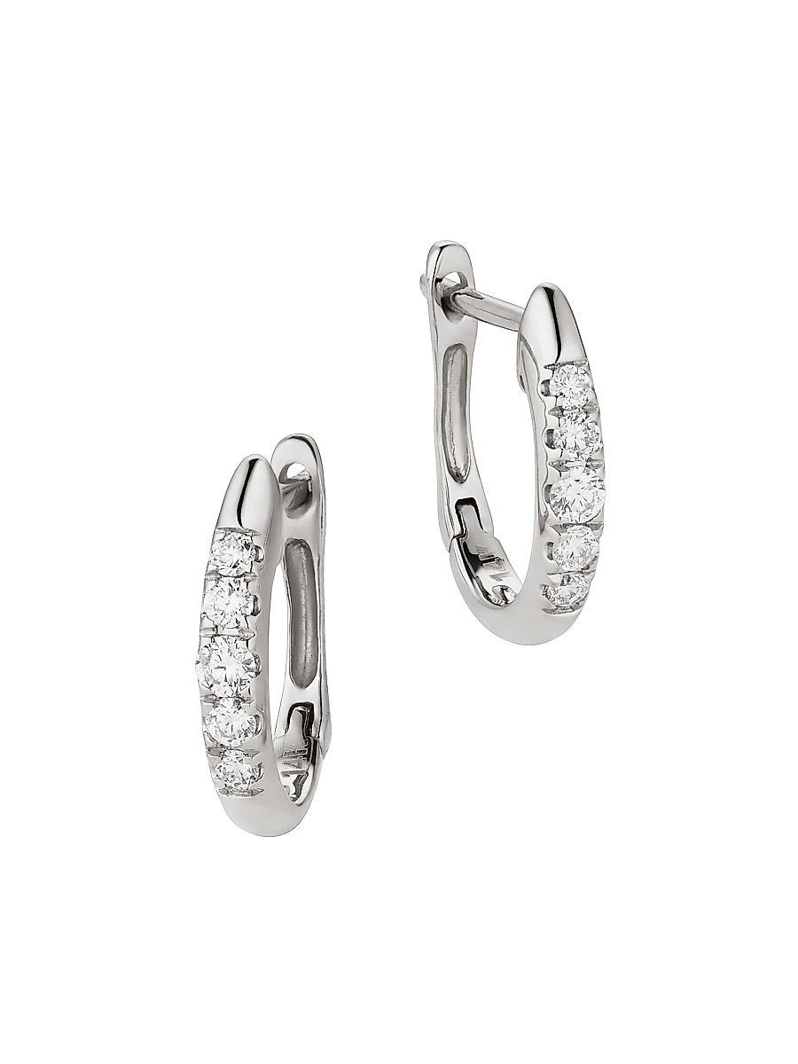 Women's 14K White Gold Regal Diamond Huggies - White Gold