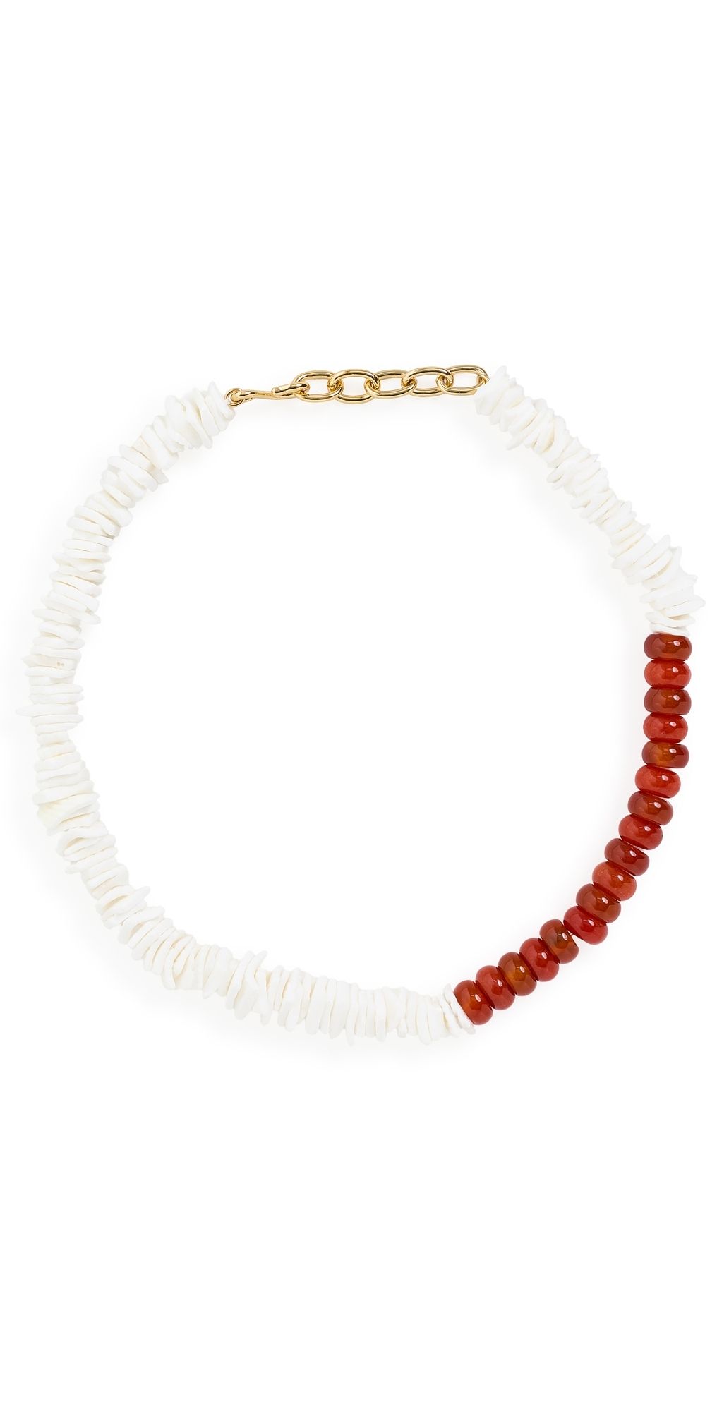 Madewell Shell Stone Beaded Necklace Antique Gold One Size