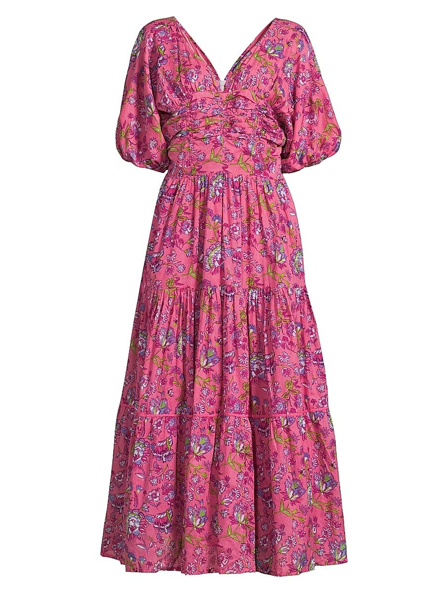 Women's Nieves Floral Tiered Maxi Dress - Pink Baru - Size Medium