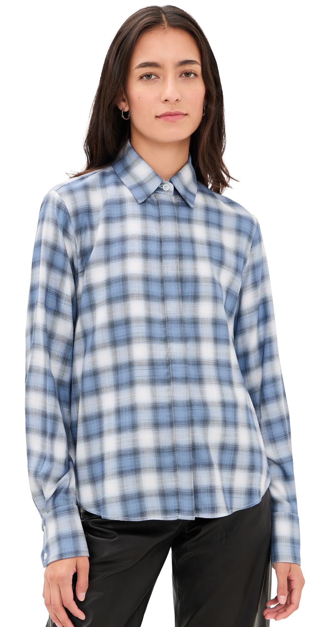 Secular Blake Button Down Shirt Light Blue Plaid XS