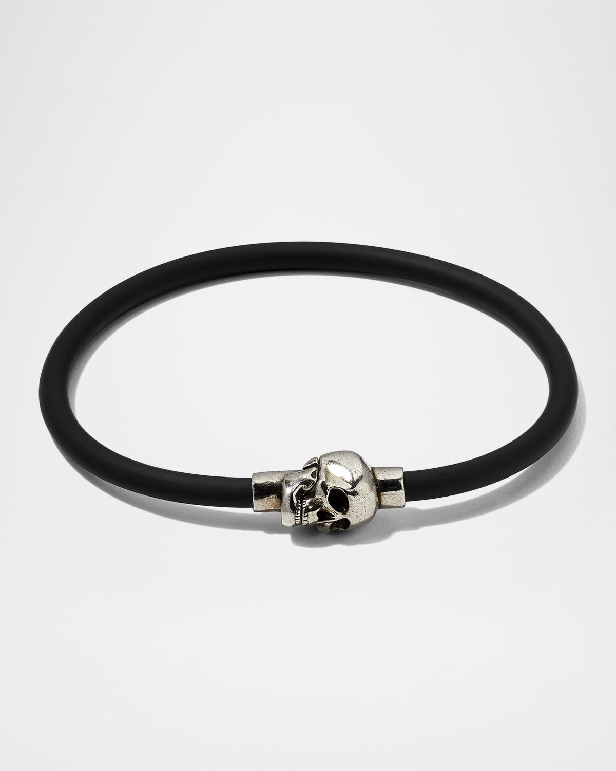 Men & apos;s Rubber Cord Skull Bracelet