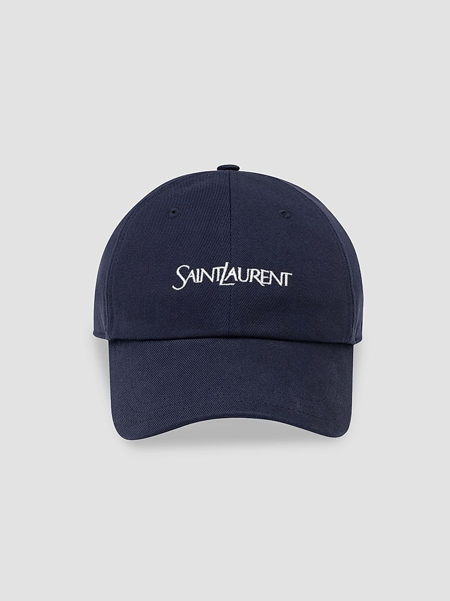 Saint Laurent Men's Cap in Cotton Gabardine - Navy Blue - Size Large