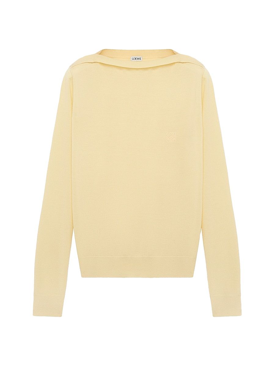 Women's Boatneck Wool-Blend Sweater - Light Yellow - Size Medium