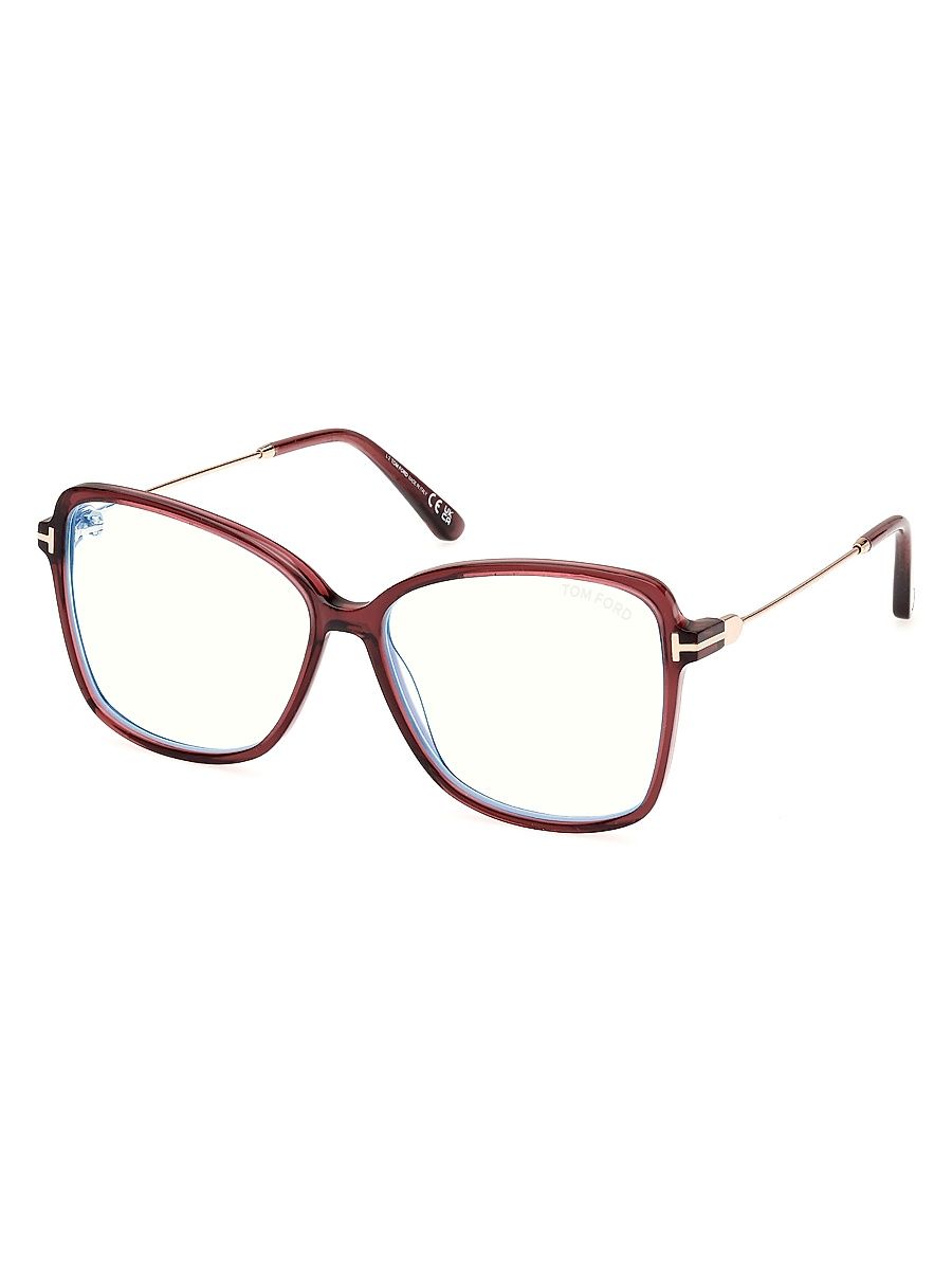 Women's 55MM Blue Block Butterfly Eyeglasses - Transparent Wine Rose Gold