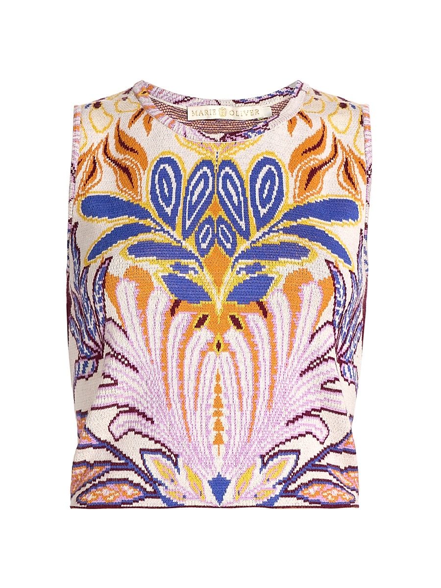 Women's Kim Damask Compact-Knit Top - Hydrofleur - Size XL